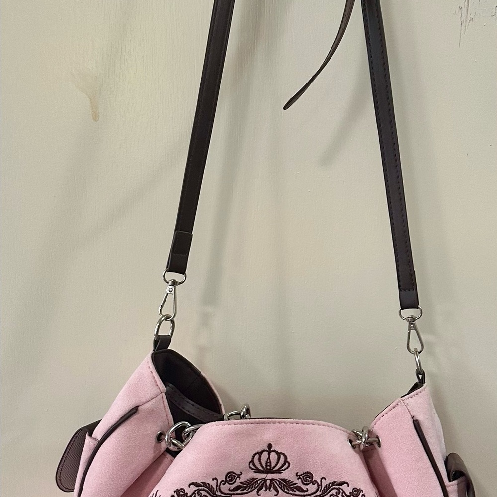 Pink Suede Style Cross Body Bag Purse - Picture 3 of 8